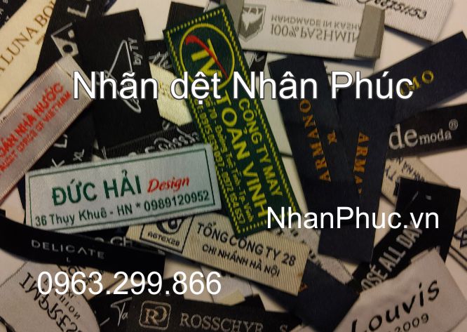 Nhãn thêu vải áo sơ mi Nhân Phúc 0963299866 